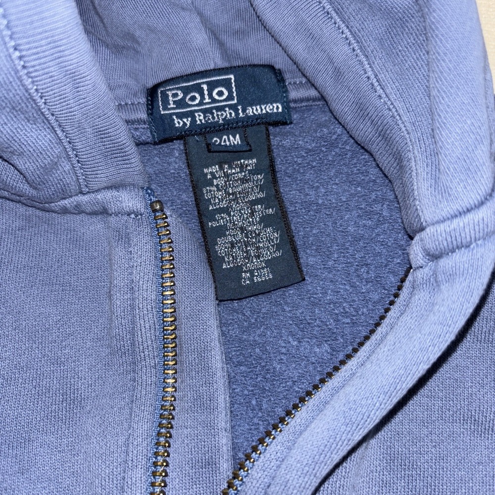 Polo Ralph Lauren Big Logo Faded Blue Hoodie Infants 24 Months - Picture 3 of 4